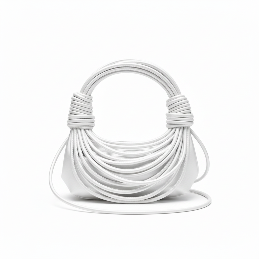 White bag matching silver shape